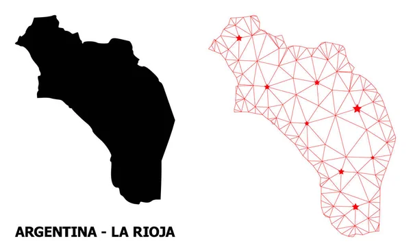 Malla Mapa Poligonal de Argentina - La Rioja con Estrellas Rojas — Archivo Imágenes Vectoriales