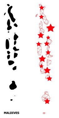 Kırmızı Yıldızlı Maldivler Çokgen Haritası