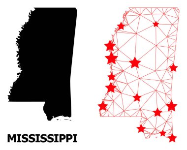 Mississippi Eyaleti 'nin Kızıl Yıldızlı Çoklu Haritası