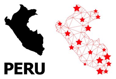 Kırmızı Yıldızlı Peru Çokgen Haritasını Çerçevele
