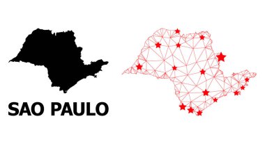 Kızıl Yıldızlı Sao Paulo Eyaletinin Çokgen Haritasını Çerçevele