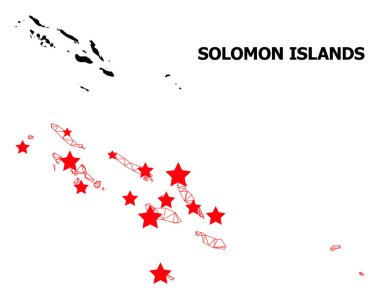 Solomon Adalarının Kızıl Yıldızlı Çokgen Haritası