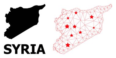 Suriye 'nin Kırmızı Yıldızlı Çokgen Haritası
