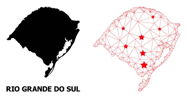 Kırmızı Yıldızlı Rio Grande Do Sul 'un Çokgen Haritasını Çerçevele