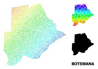 Kırmızı Yıldızlı Botswana Ağ Çokgen Haritası