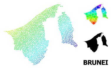 Brunei 'nin Kırmızı Yıldızlı Çokgen Haritası