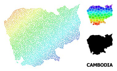 Kırmızı Yıldızlı Kamboçya Ağ Çokgen Haritası