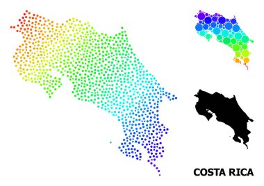 Vektör Gökkuşağı Renkli Kosta Rika Pikseli Haritası