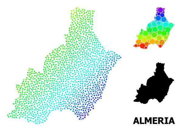 Marco de alambre Mapa poligonal de la provincia de Almería con estrellas rojas — Vector de stock