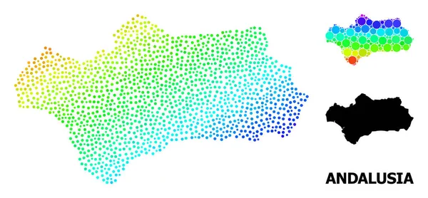 Mapa Poligonal 2D de Andalucía Provincia con Estrellas Rojas — Vector de stock
