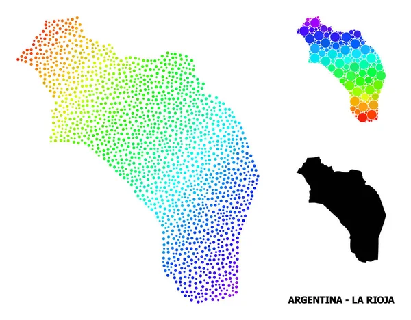 Hálózati Polygonal Map of Argentina - La Rioja piros csillagokkal — Stock Vector