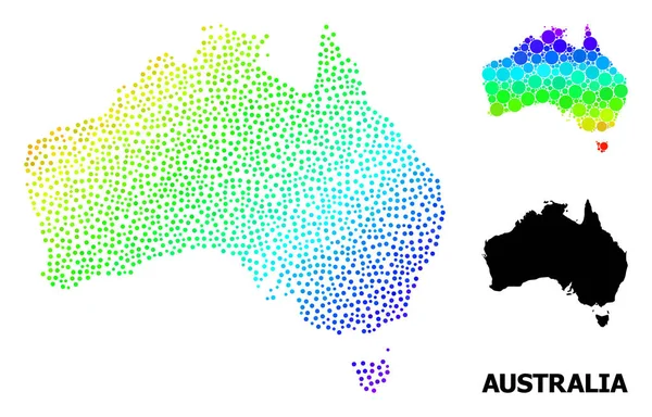 Network Polygonal Map of Australia with Red Stars — Stock Vector