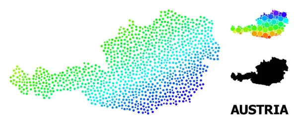 Marco de alambre Mapa poligonal de Austria con estrellas rojas — Vector de stock