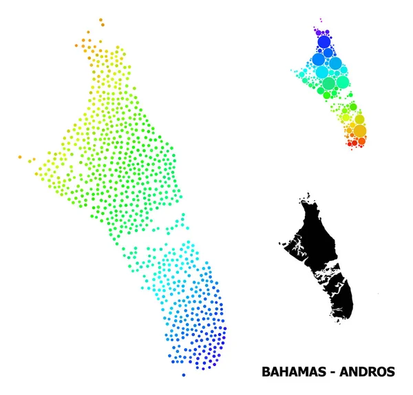 Полигональная карта Багамских островов - остров Андрос с красными звёздами — стоковый вектор
