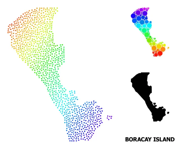 Многоугольная карта острова Боракай с красными звездами — стоковый вектор
