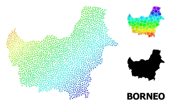 Mapa poligonal 2D de la isla de Borneo con estrellas rojas — Vector de stock