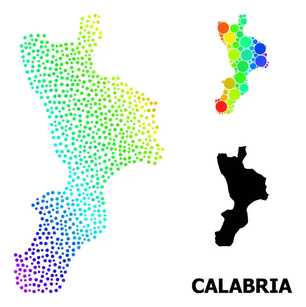 Marco de alambre Mapa poligonal de la región de Calabria con estrellas rojas — Vector de stock