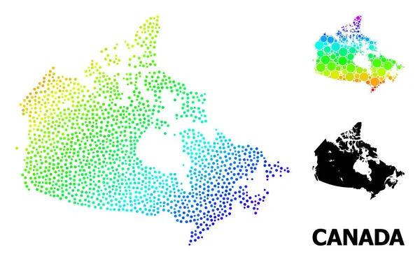 Wire Frame PolyMap of Canada with Red Stars — 스톡 벡터