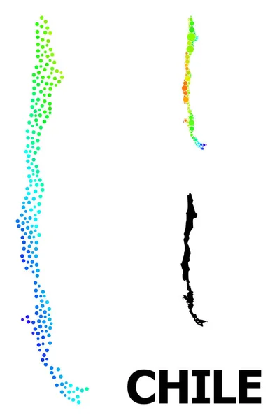 Vektör Spektrumu Gradyan Pikselleştirilmiş Şili Haritası — Stok Vektör
