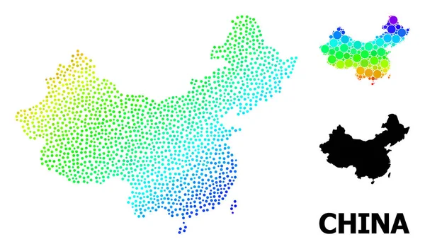 Vektör Gökkuşağı Renkli Çin Haritası — Stok Vektör
