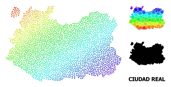 Vector Spectral Pixel Mapa de la Provincia de Ciudad Real — Vector de stock