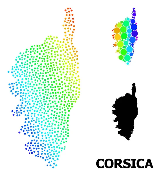 Vector Spectrum Dot Mapa da Córsega — Vetor de Stock