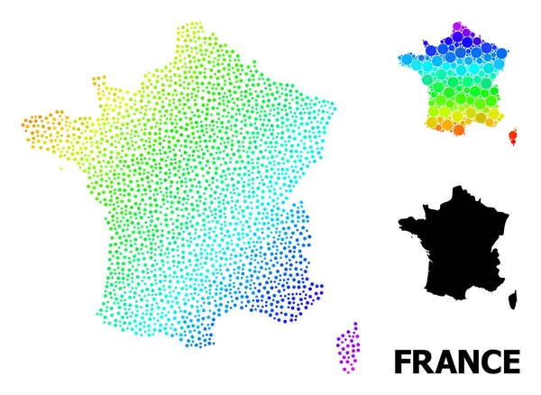 Vektor Spectral Dot Karta över Frankrike — Stock vektor