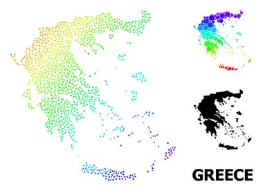 Yunanistan Gökkuşağı Vektörü Renkli Noktalı Haritası