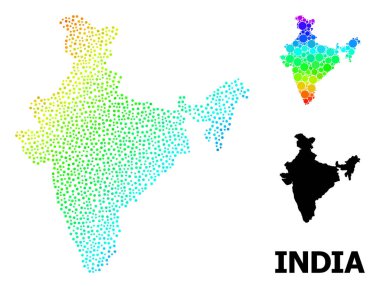 Vector Spektrum Gradyan Pikselleştirilmiş Hindistan Haritası