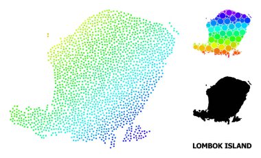 Lombok Adasının Gökkuşağı Vektörü Renkli Piksel Haritası