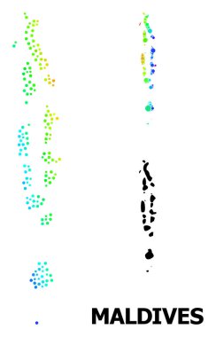 Vektör Gökkuşağı Renkli Maldivler Haritası
