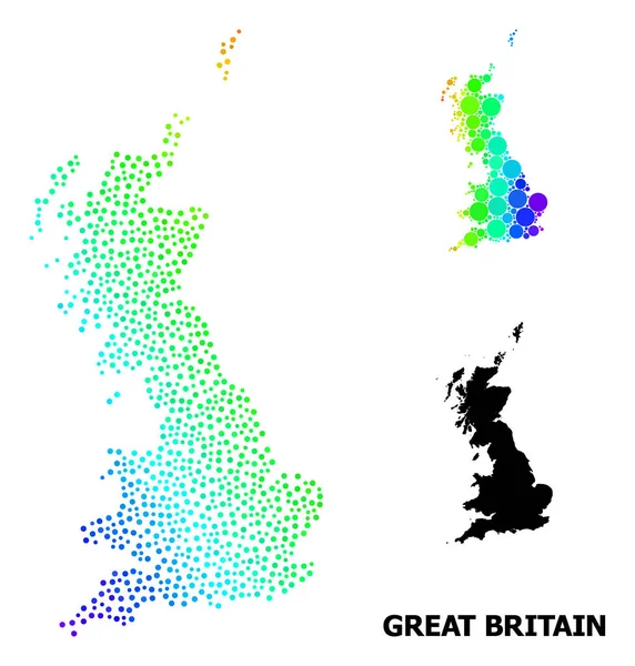 Vector Spectrum Dot Mapa da Grã-Bretanha —  Vetores de Stock