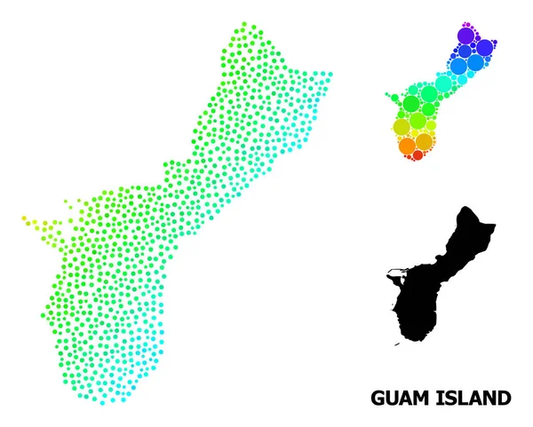 Mapa punteado del espectro vectorial de la isla de Guam — Vector de stock