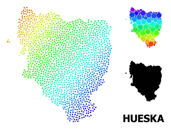 Vector Spectrum Gradient Pixelated Mapa de la provincia de Hueska — Vector de stock