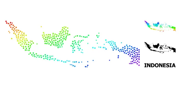 Vector Rainbow Colored Dot Karte von Indonesien — Stockvektor