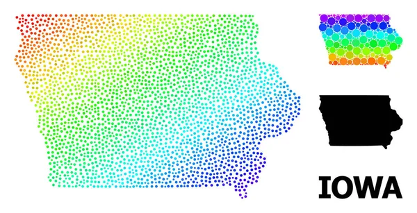 Mappa Pixelata del gradiente dello spettro vettoriale dello stato dell'Iowa — Vettoriale Stock