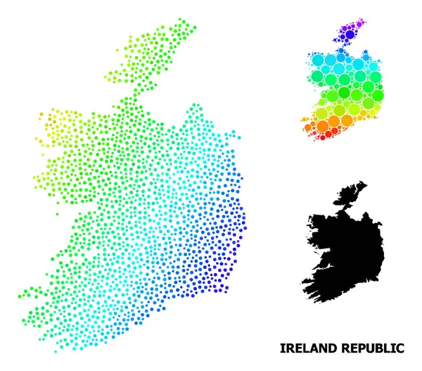 Vector Spectral Dotted Map of Ireland Republic — Stock Vector