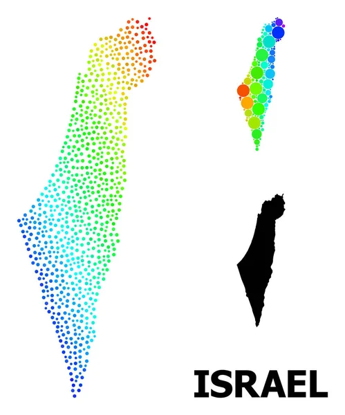Vector Rainbow Colored Dolored Map of Israel — стоковый вектор