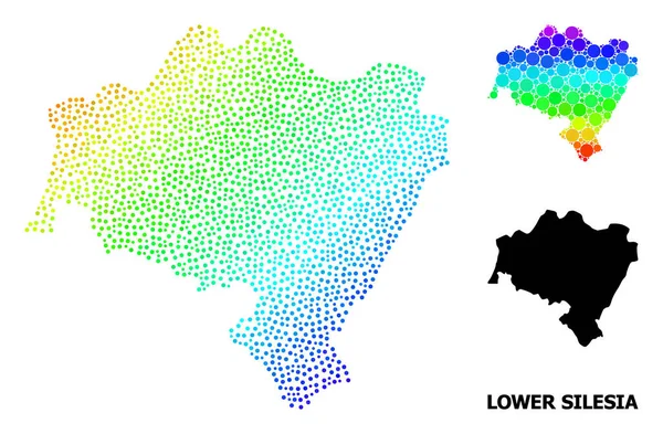 Vector Spectrum Pixelated Mapa de la Provincia de Baja Silesia — Vector de stock