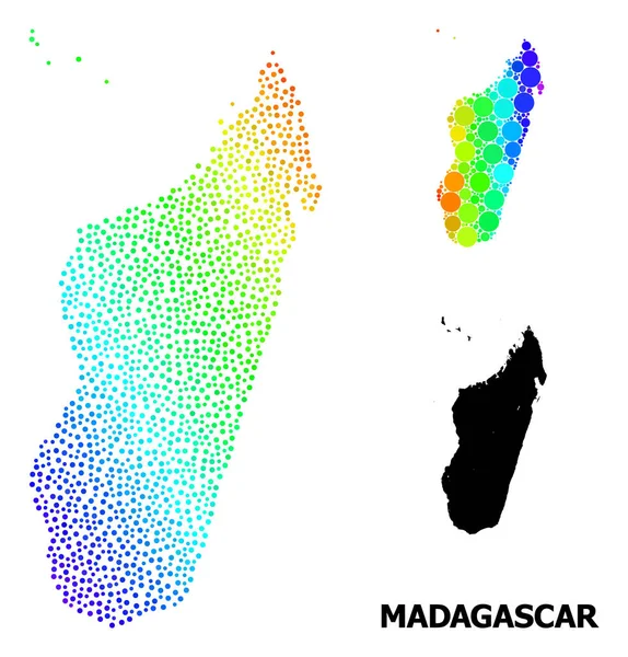 Векторная спектральная пиксельная карта острова Мадагаскар — стоковый вектор