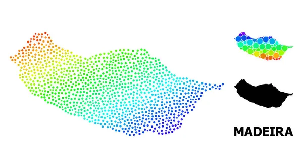 Vector Rainbow Color Pixelated Mapa de la isla de Madeira — Vector de stock