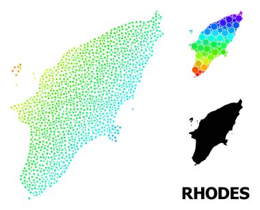 Rodos Adasının Gökkuşağı Vektörü Renkli Pikselleştirilmiş Haritası