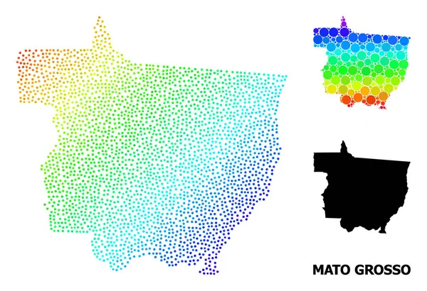 Gradiente del espectro vectorial Mapa punteado del estado de Mato Grosso — Vector de stock