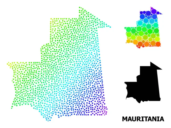 Vector Spectrum Gradient Pixelated Mapa de Mauritania — Vector de stock
