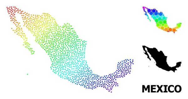 Vector Rainbow colorido pontilhado mapa do México — Vetor de Stock