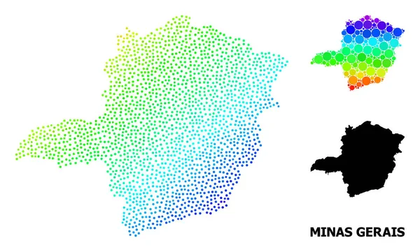 Vector Spectrum Gradient Dot Mapa del estado de Minas Gerais — Vector de stock