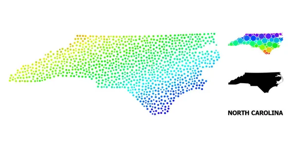 Mappa Vector Rainbow Colored Pixel dello Stato della Carolina del Nord — Vettoriale Stock