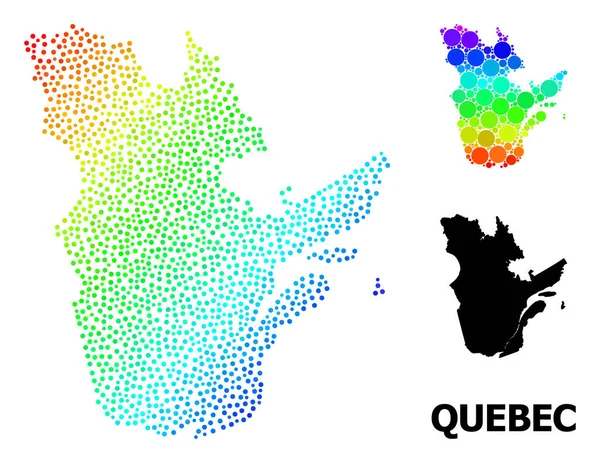 Mapa pontilhado colorido de arco-íris vetorial da província de Quebec —  Vetores de Stock