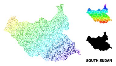 Güney Sudan 'ın Gökkuşağı Vektörü Renkli Piksel Haritası