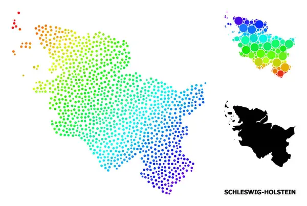 Mapa pixelado espectral vectorial del estado de Schleswig-Holstein — Vector de stock
